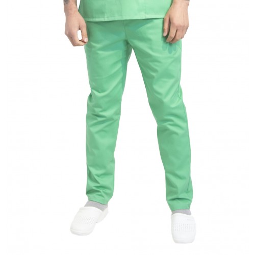 Pantaloni medicali barbati, 2 buzunare lateral, tercot, XS, verde