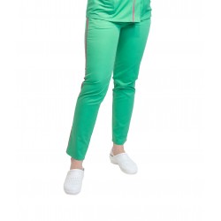 Pantaloni medicali dama, cu insertii, 2 buzunare lateral, tercot, verde