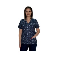 Bluza medicala dama cu imprimeu stelute, tercot